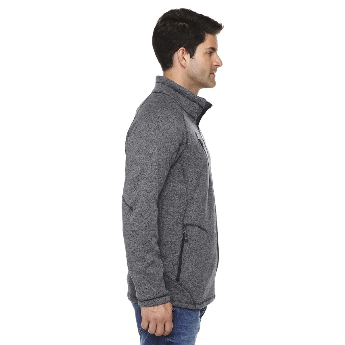 North End Men's Heather Charcoal Peak Sweater Fleece Jacket