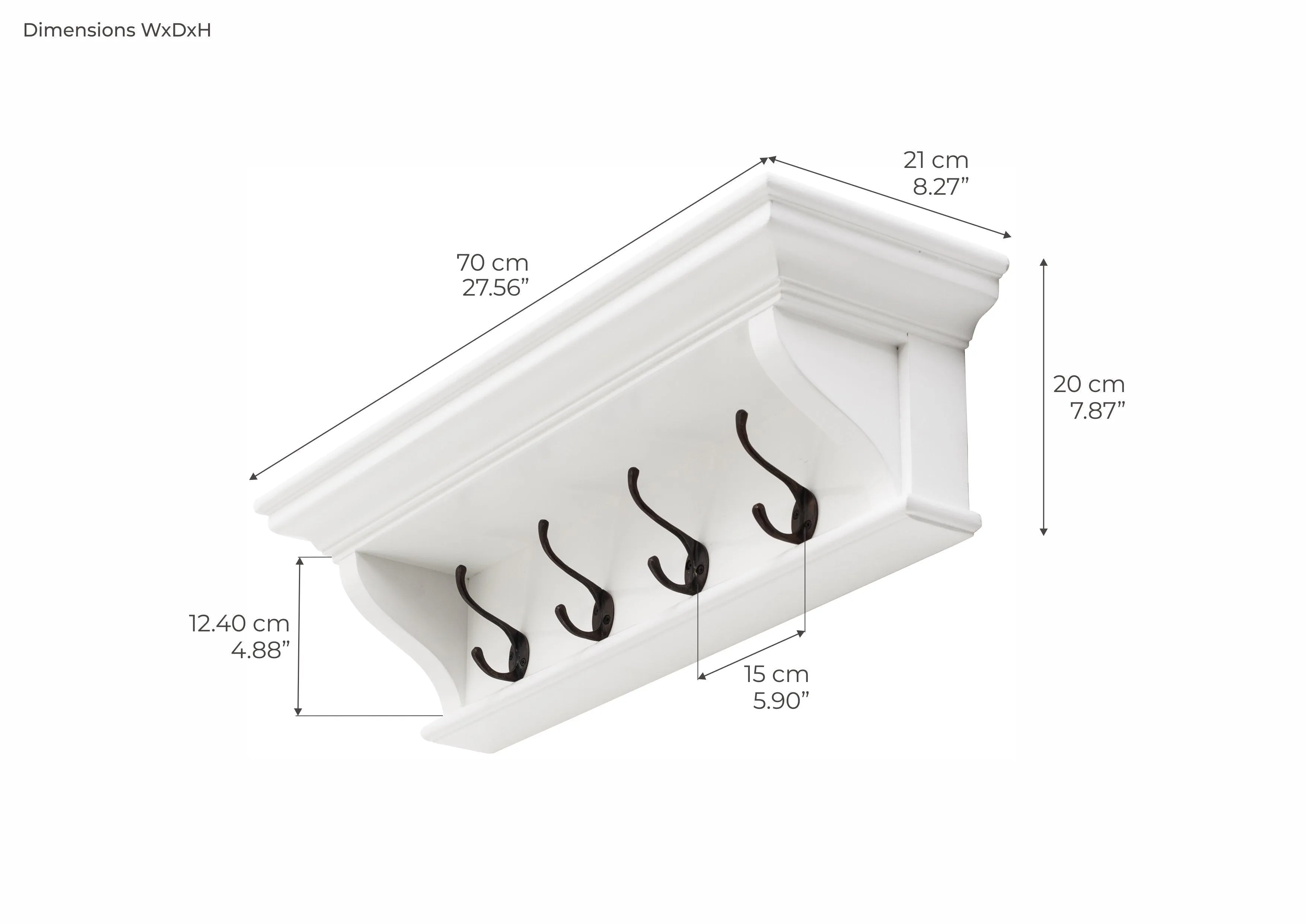 NovaSolo 4 Hook Coat Rack 70cm