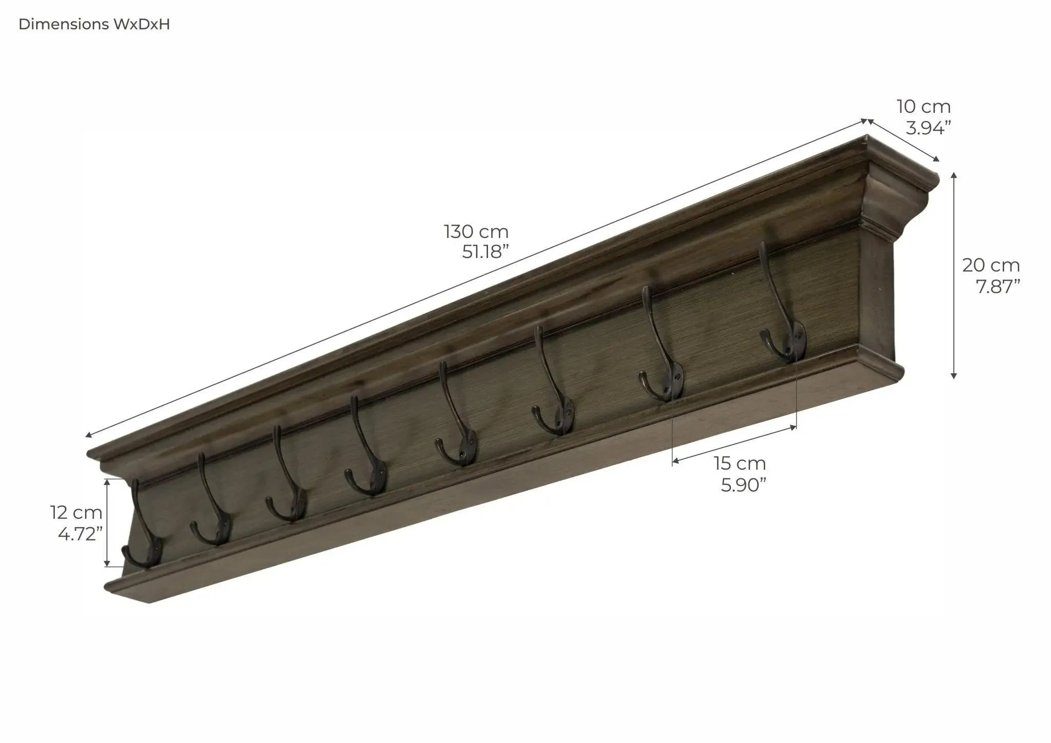 NovaSolo 8 Hook Coat Rack D161B