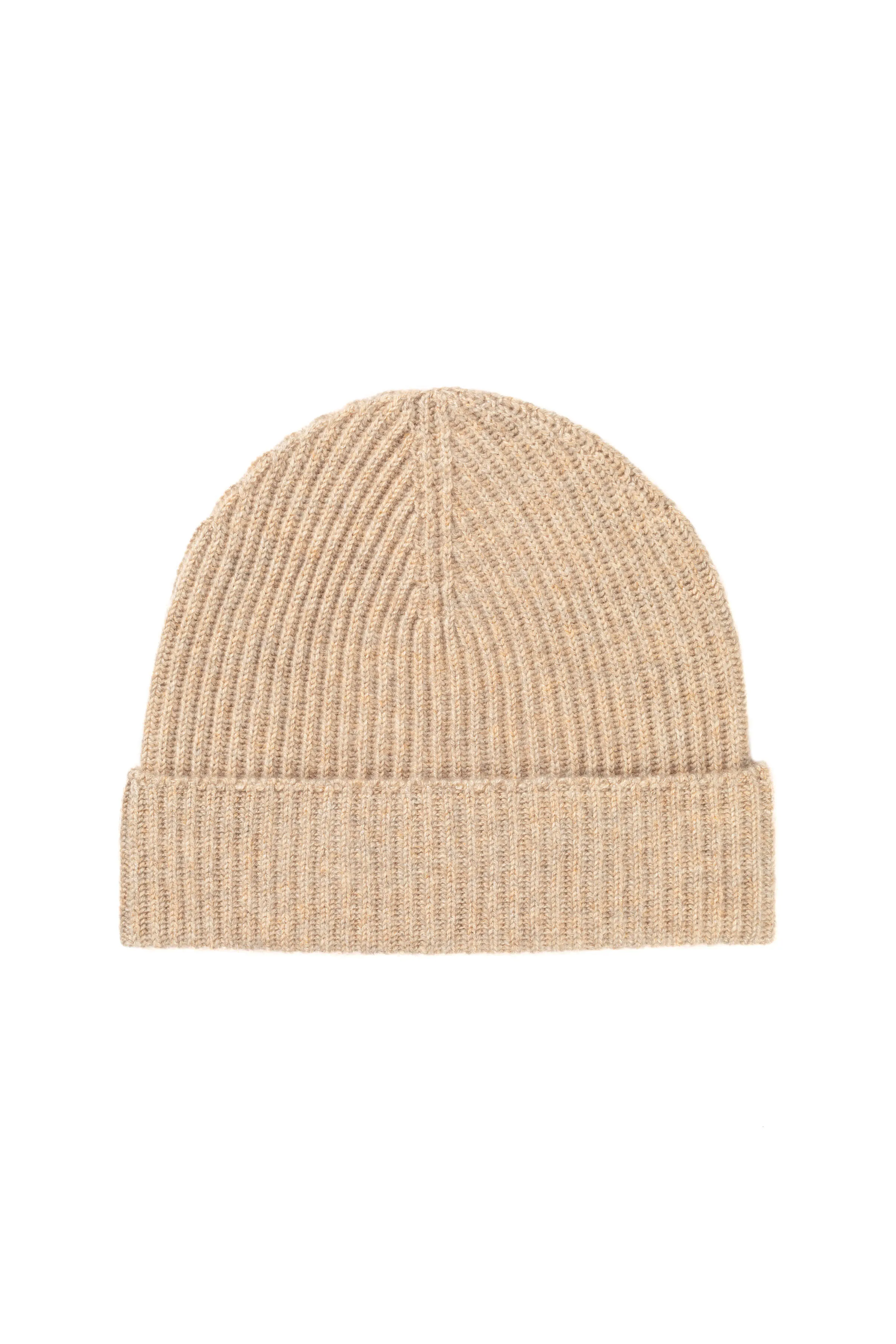 Oatmeal Ribbed Cashmere Beanie