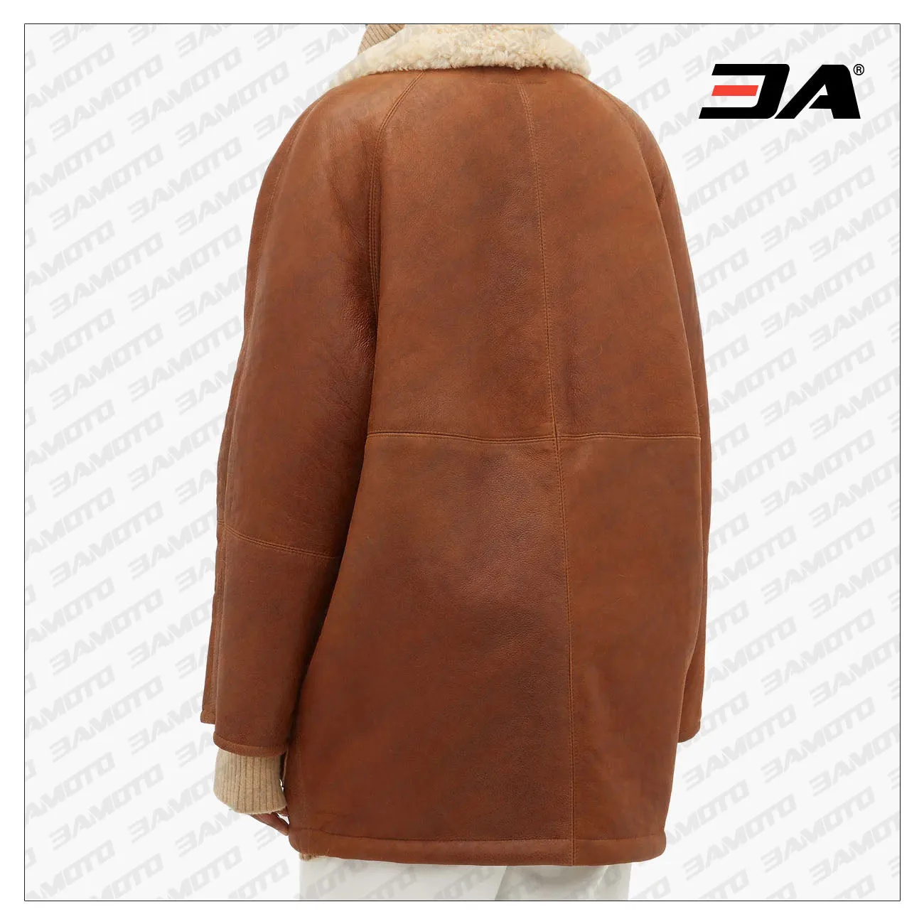 Oversized Tan Brown Shearling Fur Coat