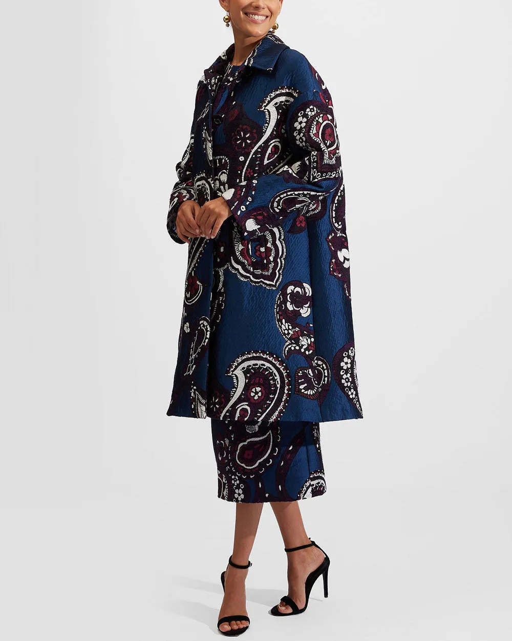 Paisley Blu Boxy Coat