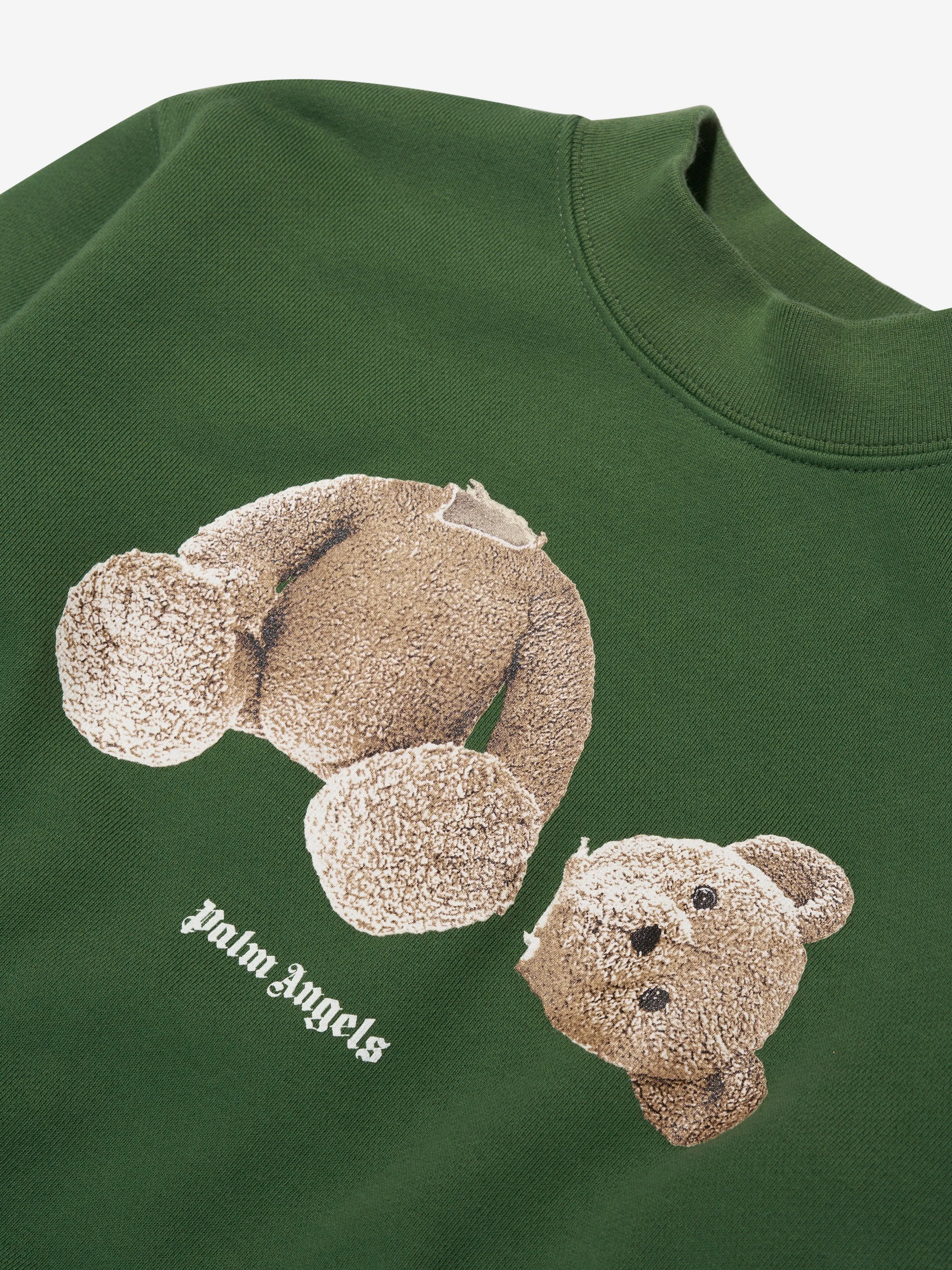 Palm Angels Boys Bear Sweatshirt in Green