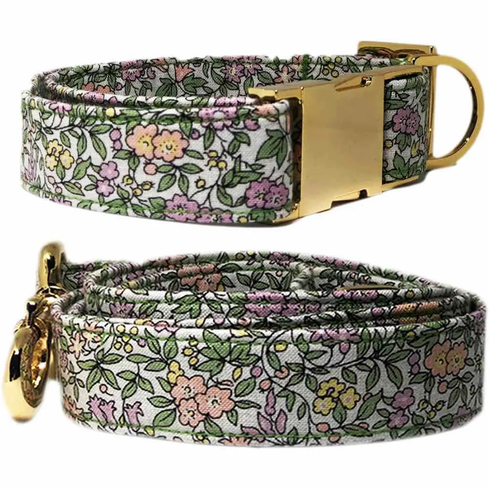 Pattefrenz Eden Garden Gold Dog Collar & Leash Set (Medium)