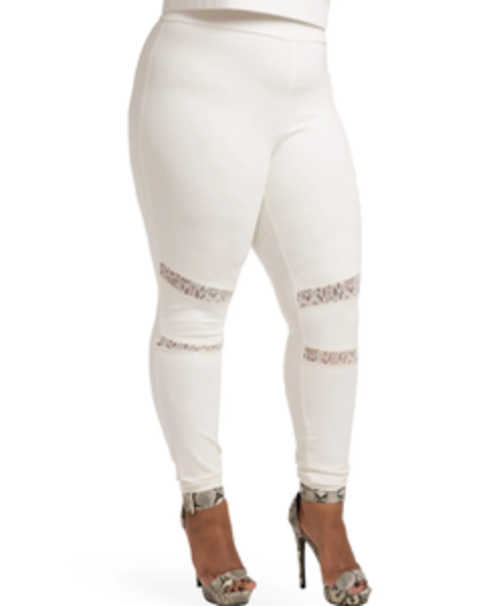 Peekaboo Lace Ponte Legging | Ivory