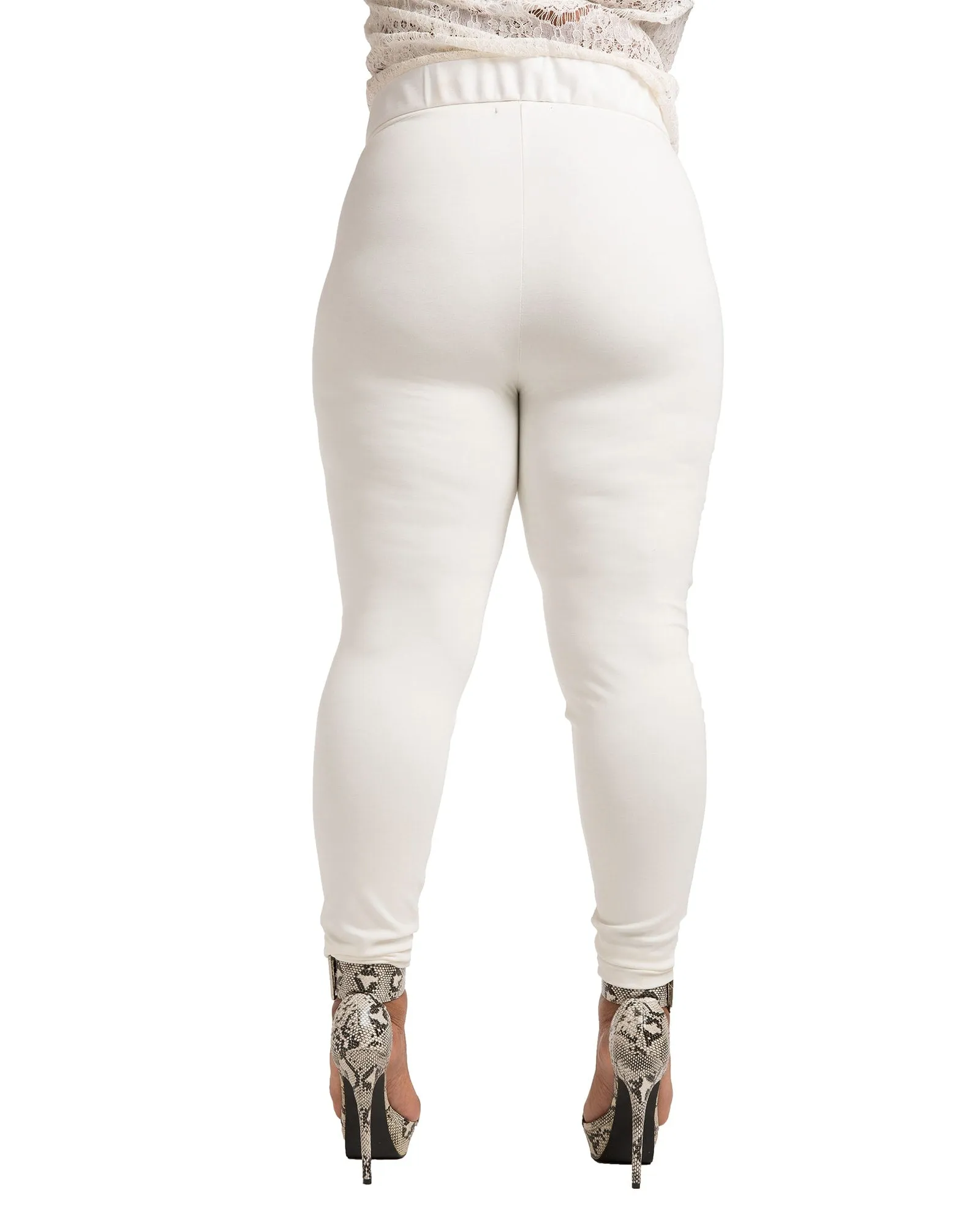 Peekaboo Lace Ponte Legging | Ivory