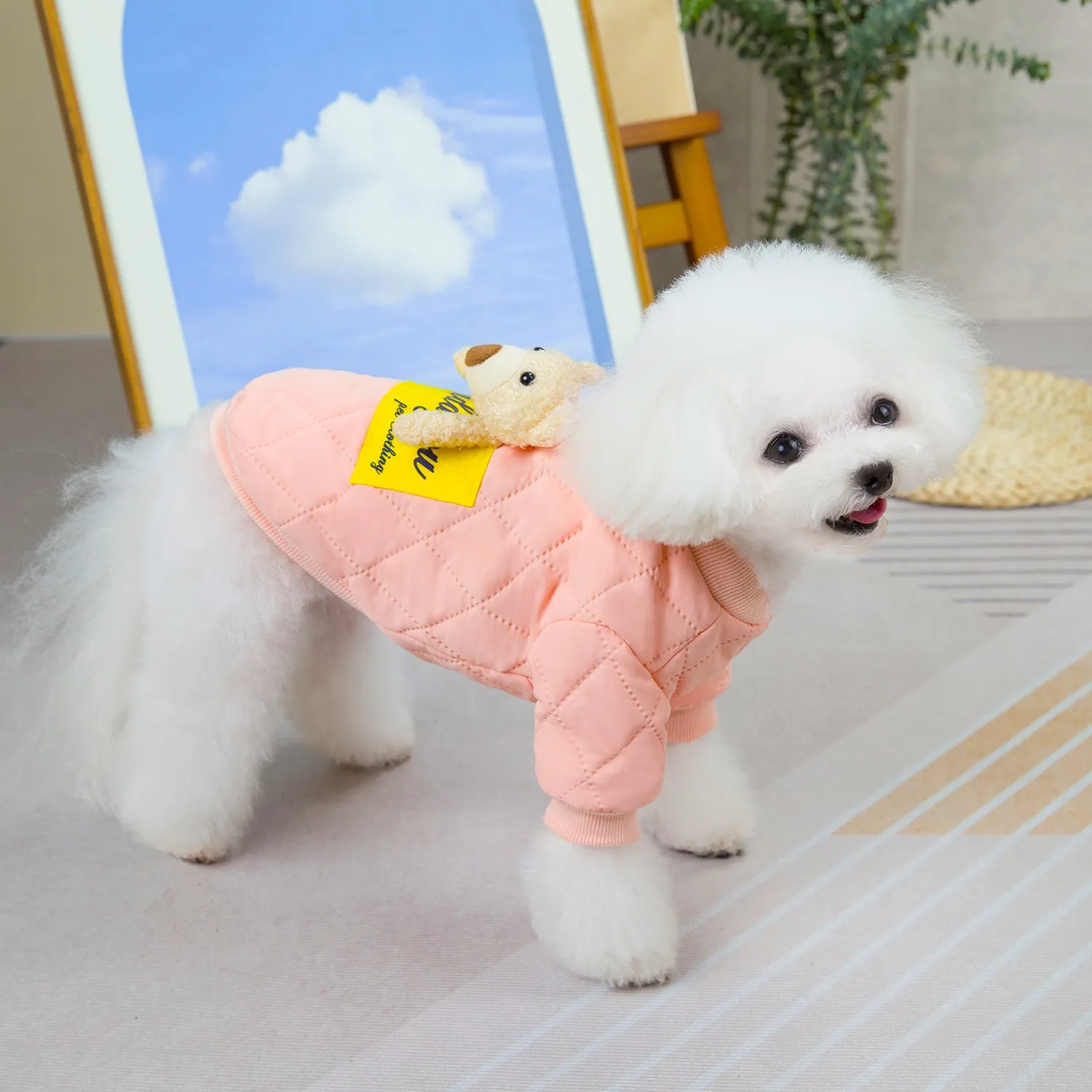 Pet Clothes | Ultrasonic Bear Cotton Coat for Dogs and Cats | 2024 New Autumn and Winter Pet Clothing