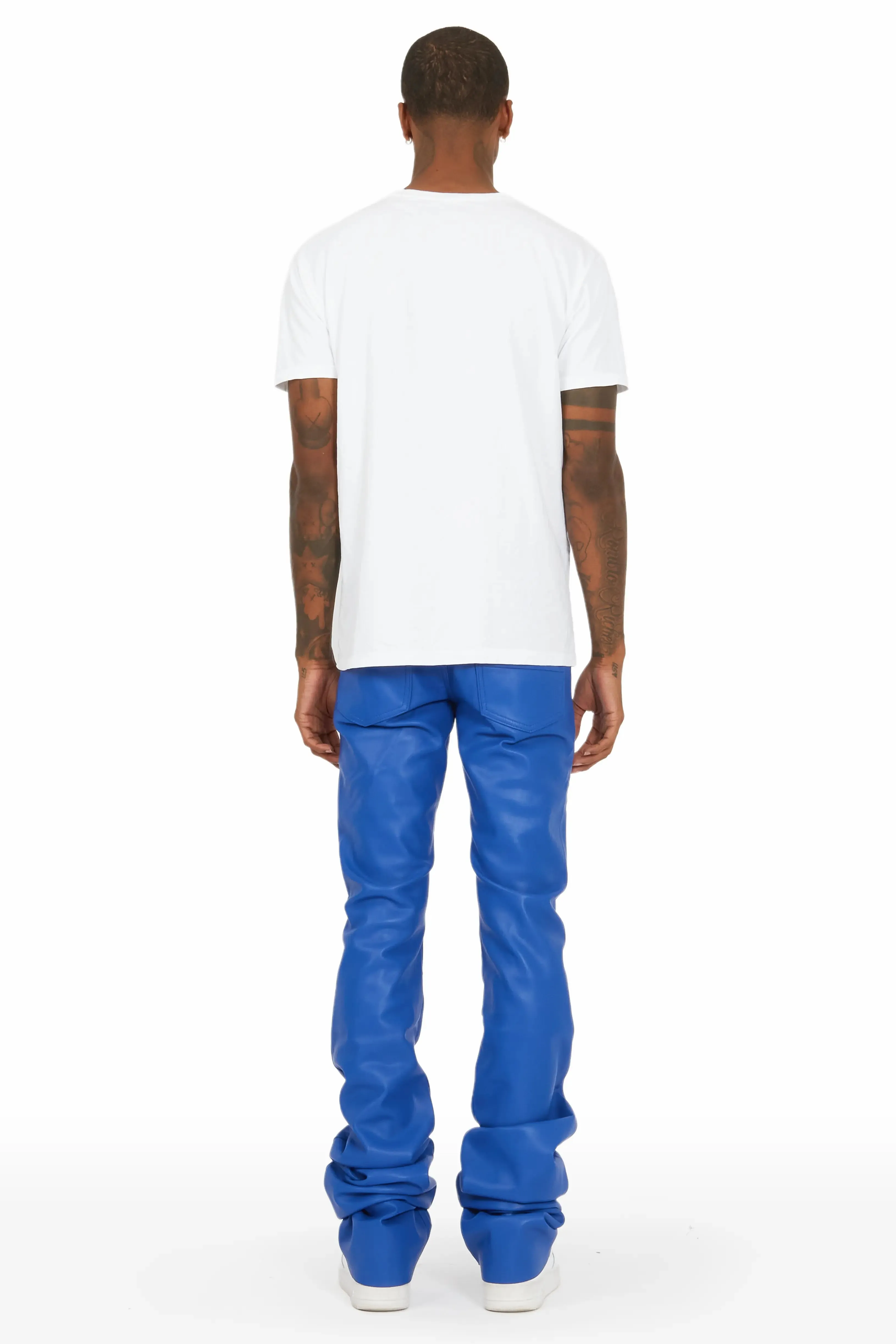 Petrus Royal Faux Leather Super Stacked Flare Jean