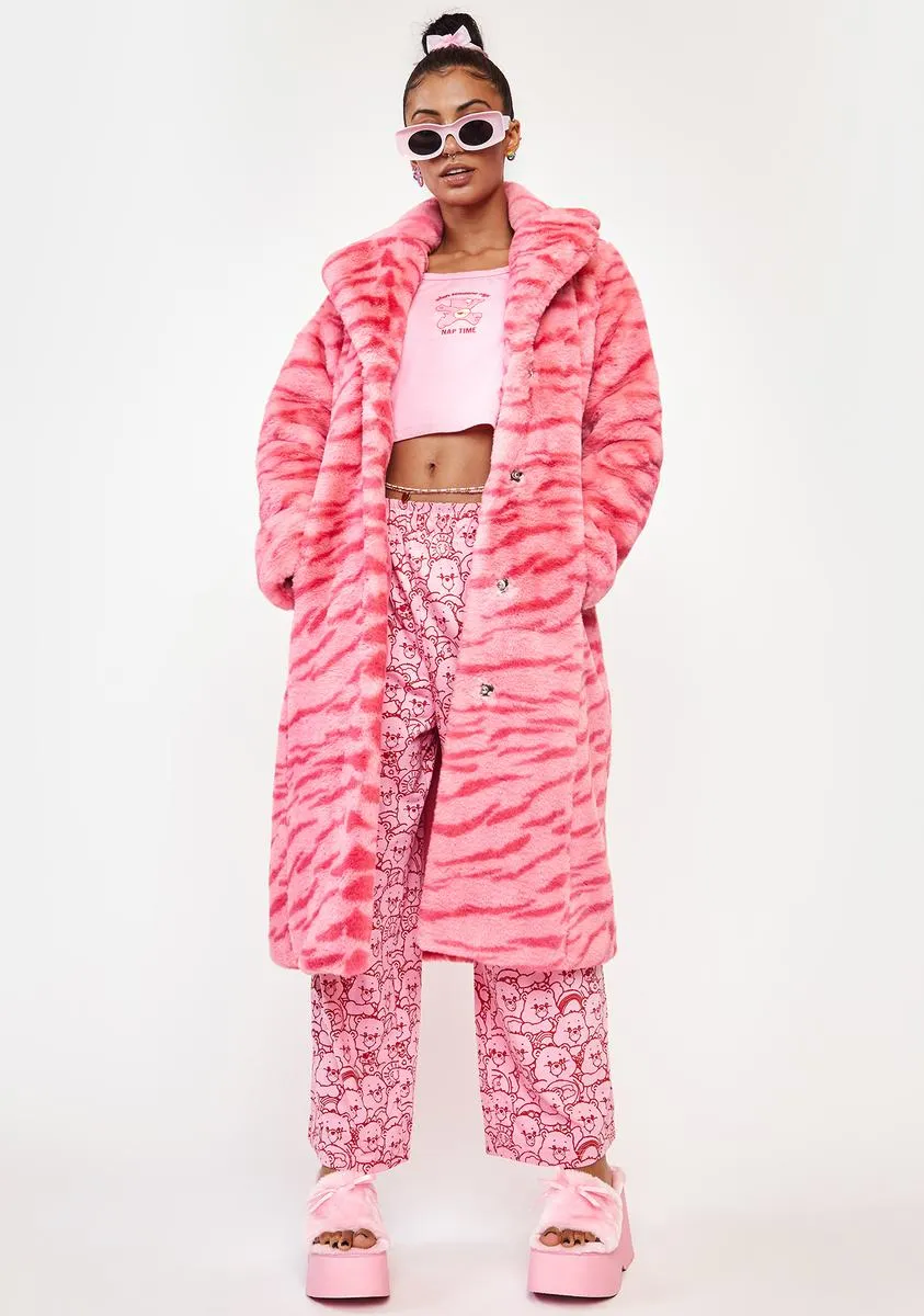 Pink Tiger Kai Faux Fur Coat