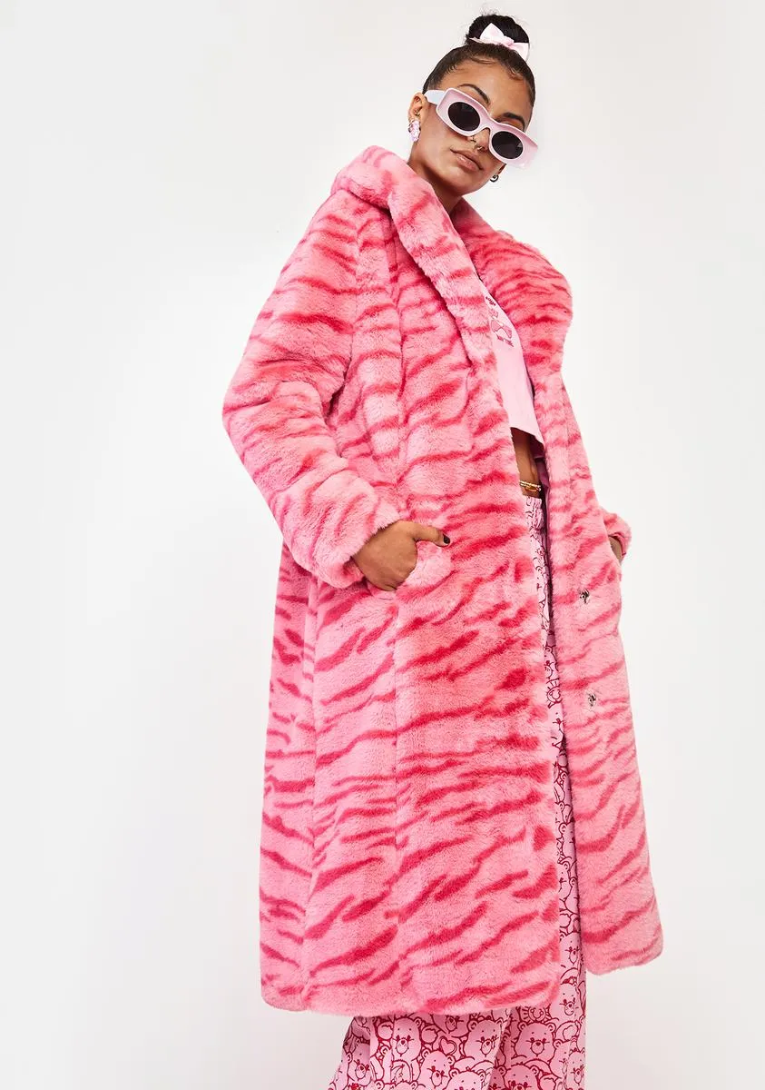 Pink Tiger Kai Faux Fur Coat