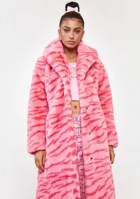 Pink Tiger Kai Faux Fur Coat