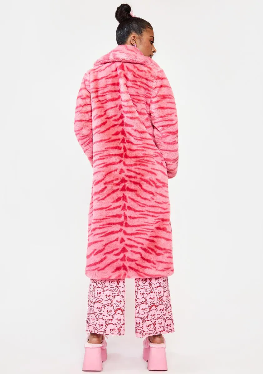 Pink Tiger Kai Faux Fur Coat