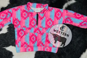 Pink/Blue Aztec Half Zip (READ FULL DESCRIPTION)