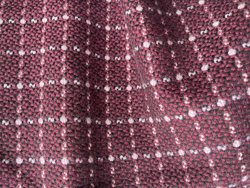 Plum & Pink Windowpane Check Wool Blend Tweed (Made in Italy)