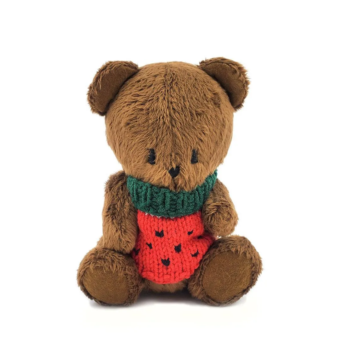 Plush - Brown Bear in Watermelon Sweater by Frank and Bubby