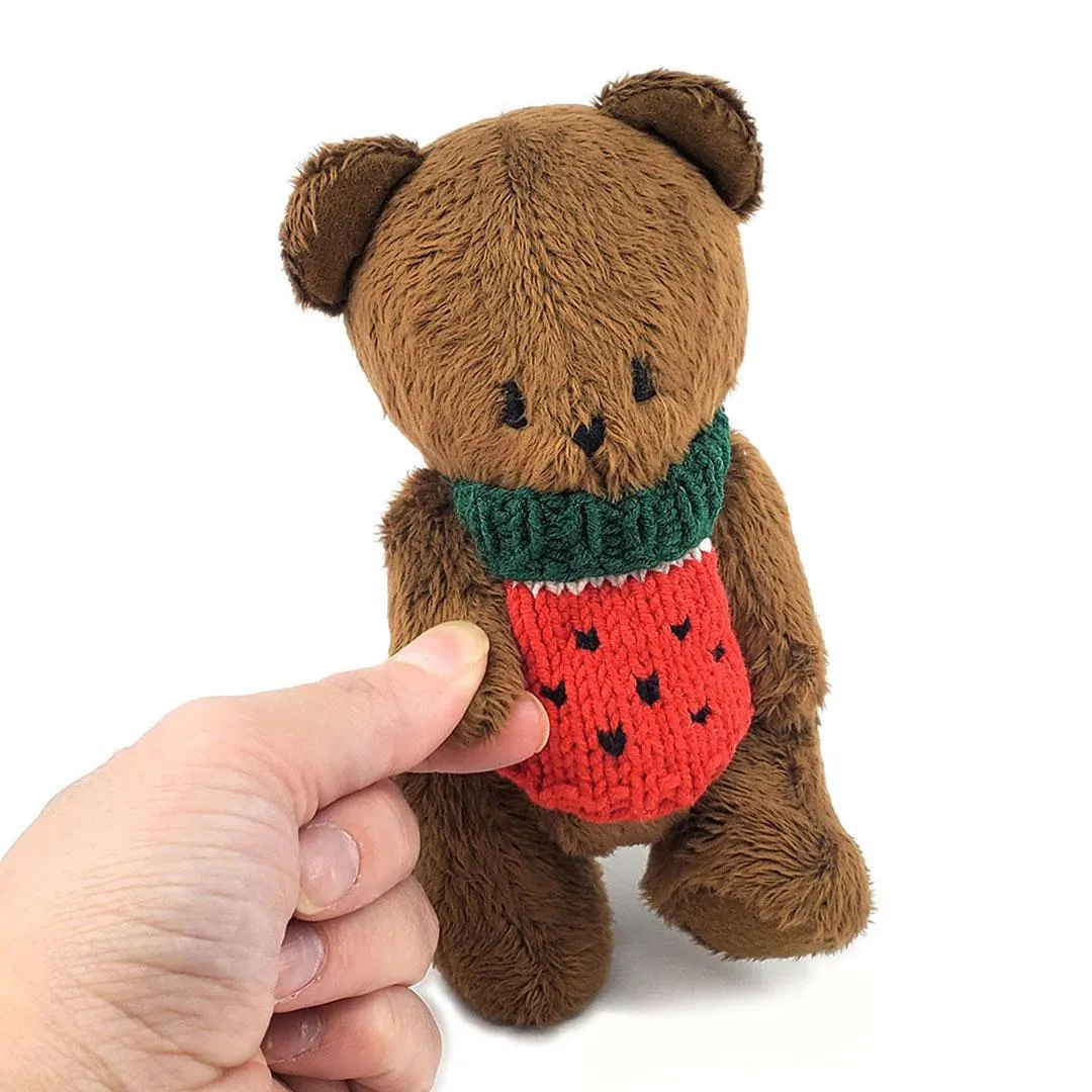 Plush - Brown Bear in Watermelon Sweater by Frank and Bubby