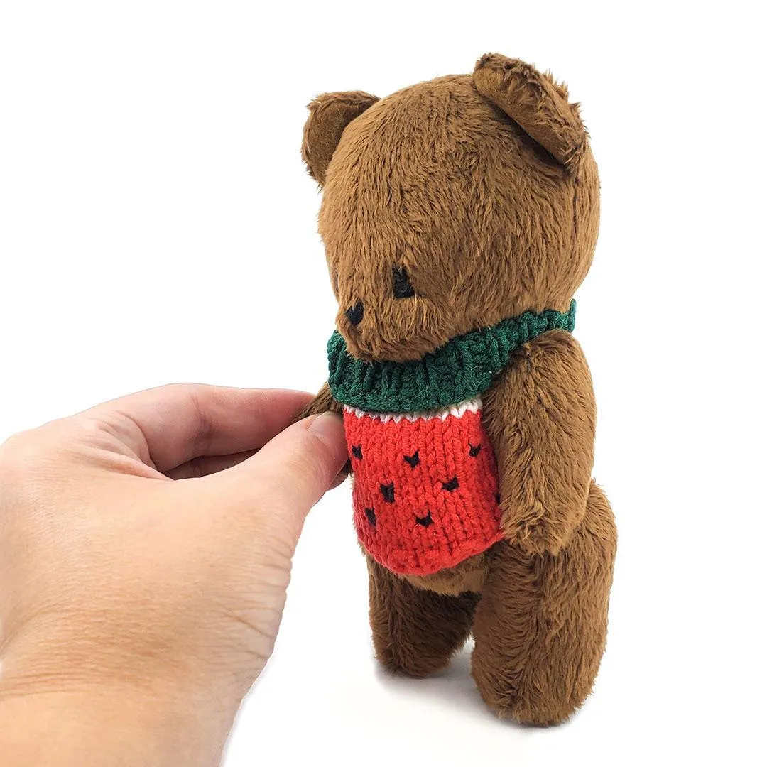 Plush - Brown Bear in Watermelon Sweater by Frank and Bubby