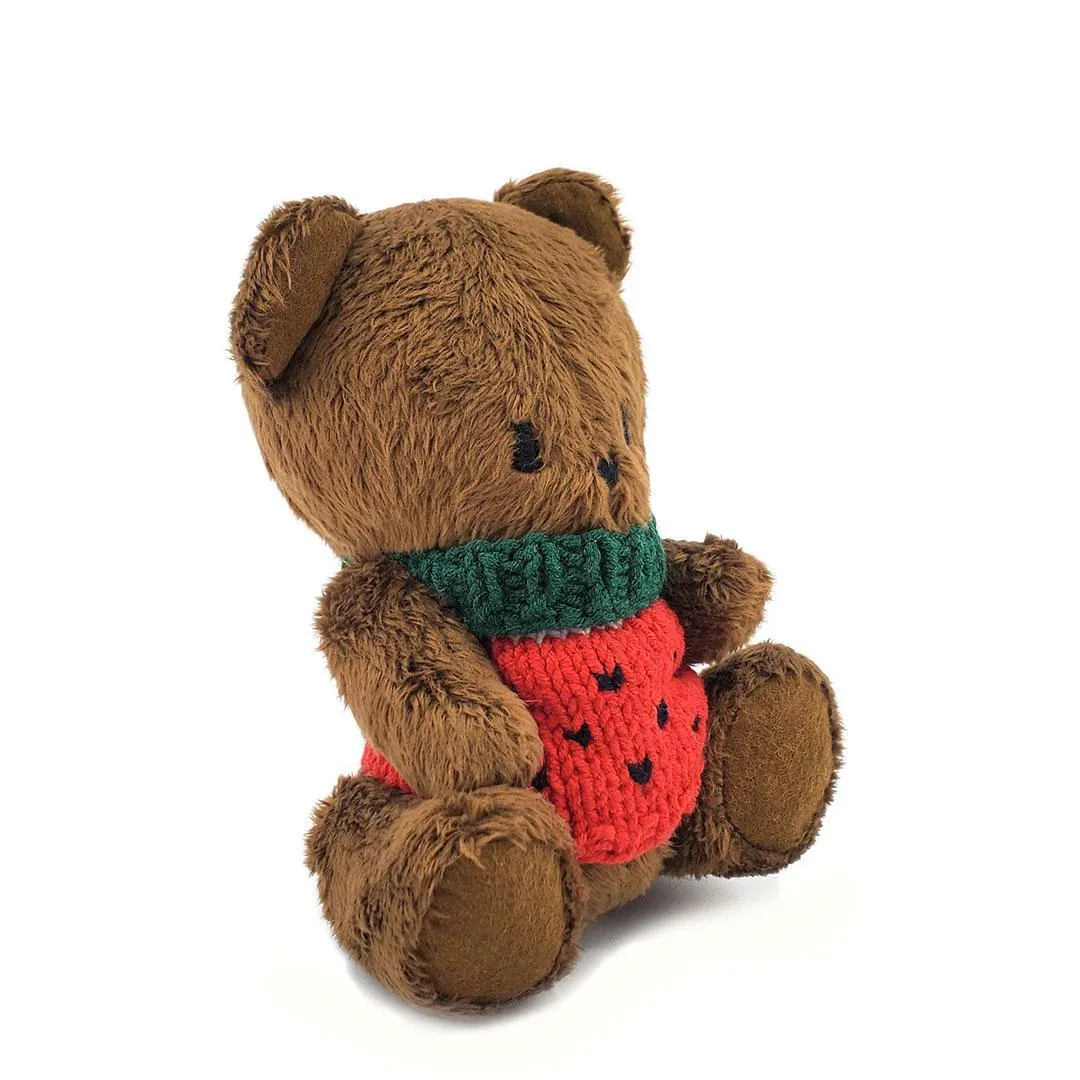 Plush - Brown Bear in Watermelon Sweater by Frank and Bubby