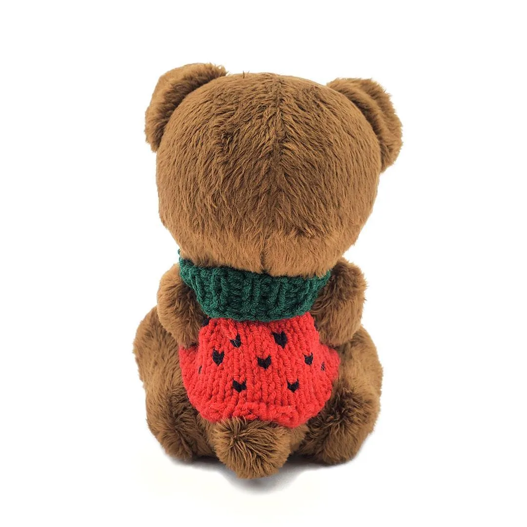 Plush - Brown Bear in Watermelon Sweater by Frank and Bubby