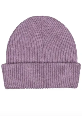 Possum Silk Merino Fine Rib Beanie Lilac