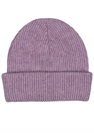 Possum Silk Merino Fine Rib Beanie Lilac