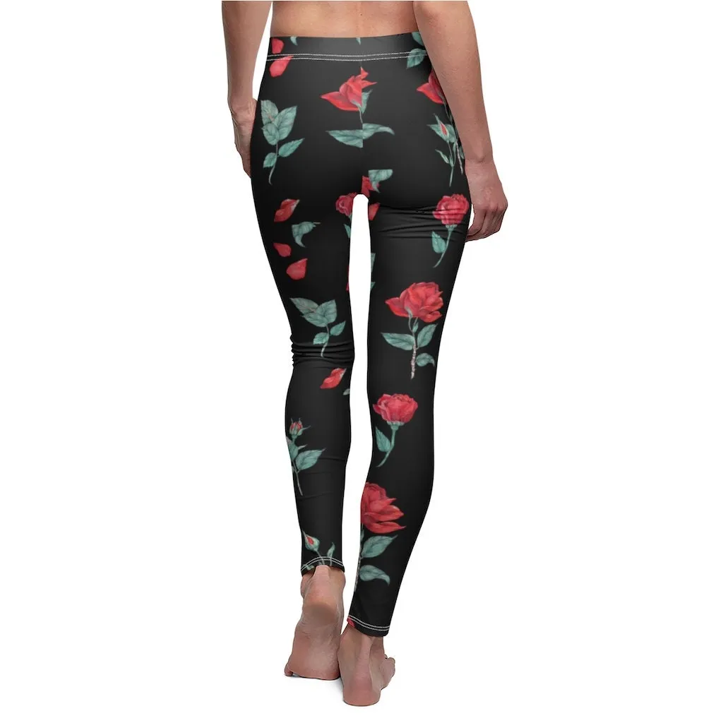 Printed Roses on Leggings,CasualWear,Gifts for Her,Aunt Gift,Sister Gift,Christmas,Birthday Gift,GirlFriend Gift,Cute Valentine&#39;s Gifts