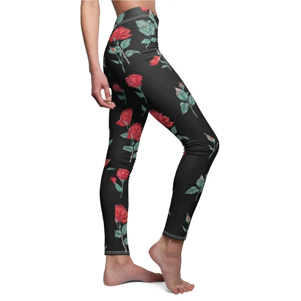 Printed Roses on Leggings,CasualWear,Gifts for Her,Aunt Gift,Sister Gift,Christmas,Birthday Gift,GirlFriend Gift,Cute Valentine&#39;s Gifts