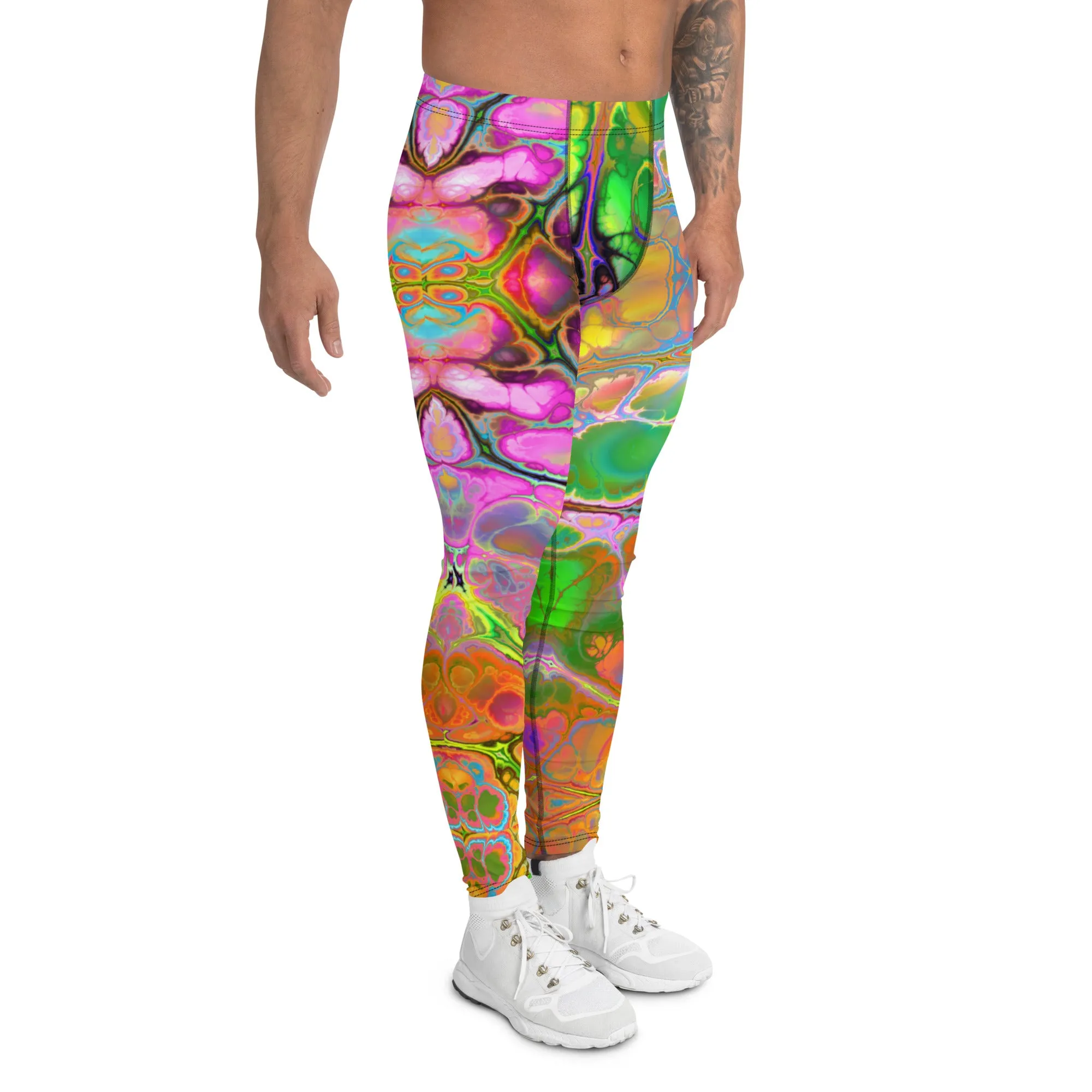 Psychedelic Marble Men’s Leggings – Bold, Colorful, and Uniquely Trippy