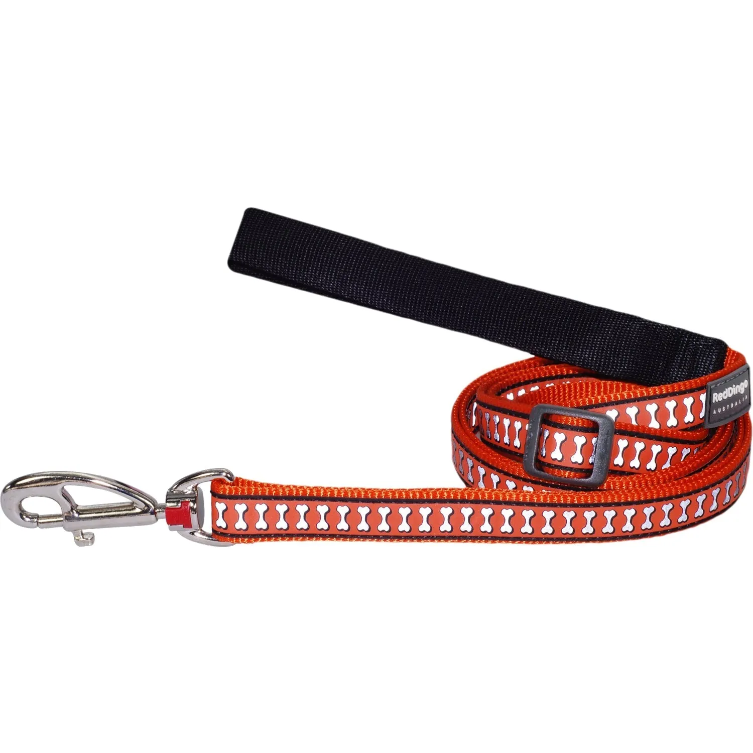 Reflective Bones Orange Dog Leash