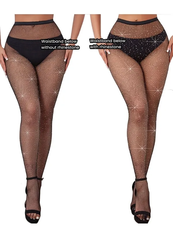 Rhinestone bling fishnet tights