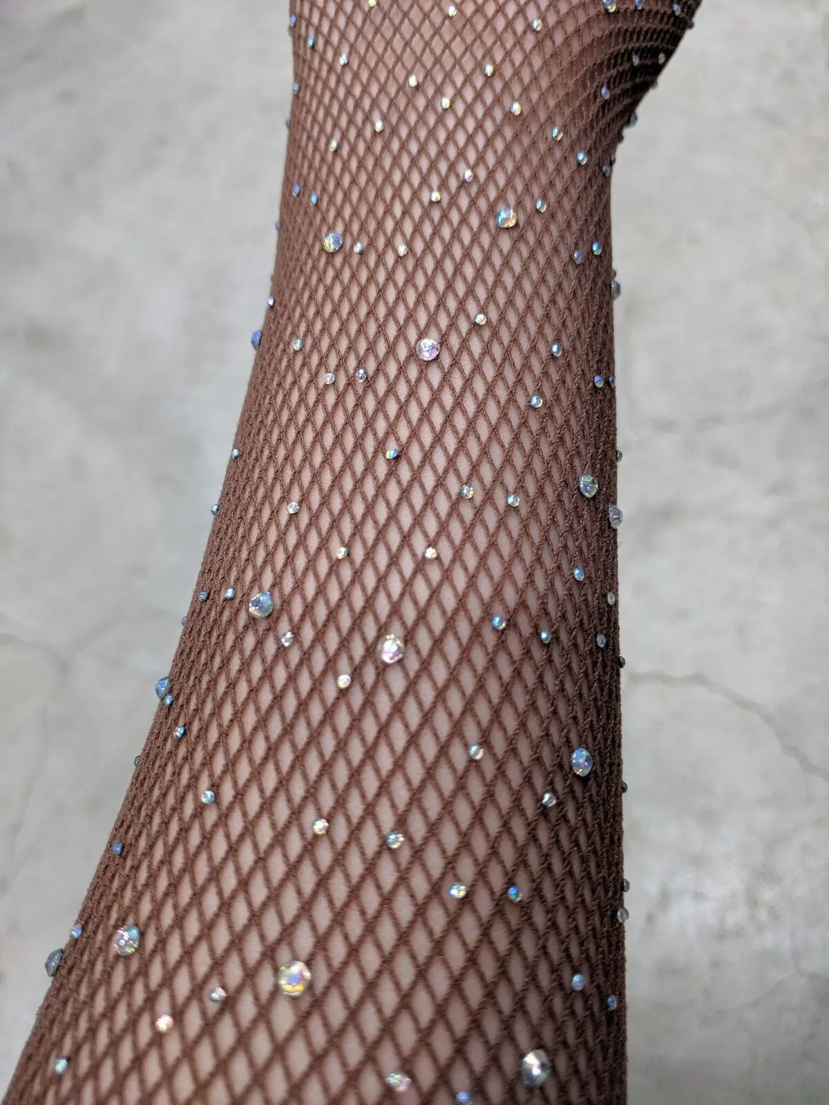 Rhinestone Fishnet Tights One Size