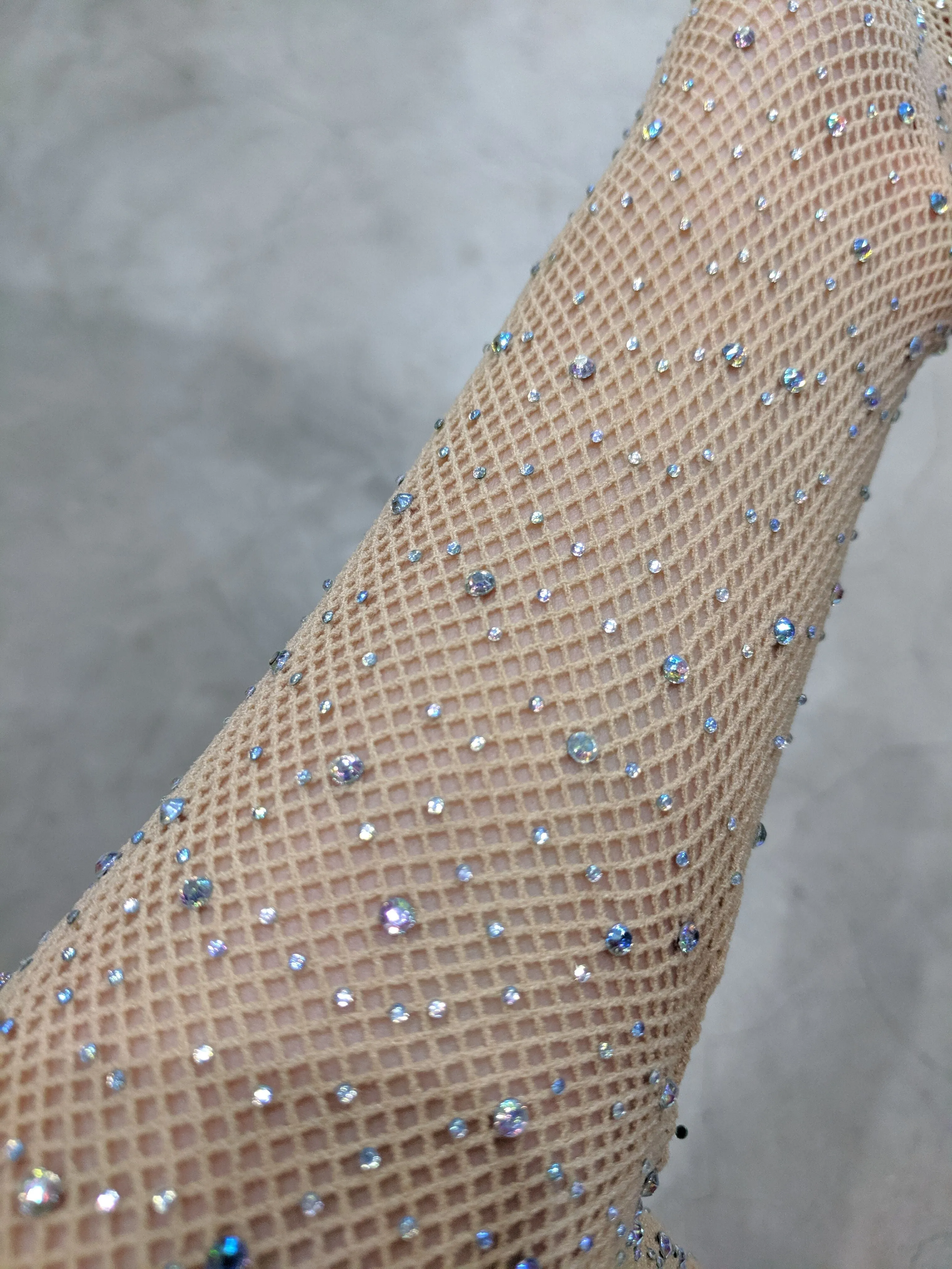 Rhinestone Fishnet Tights One Size