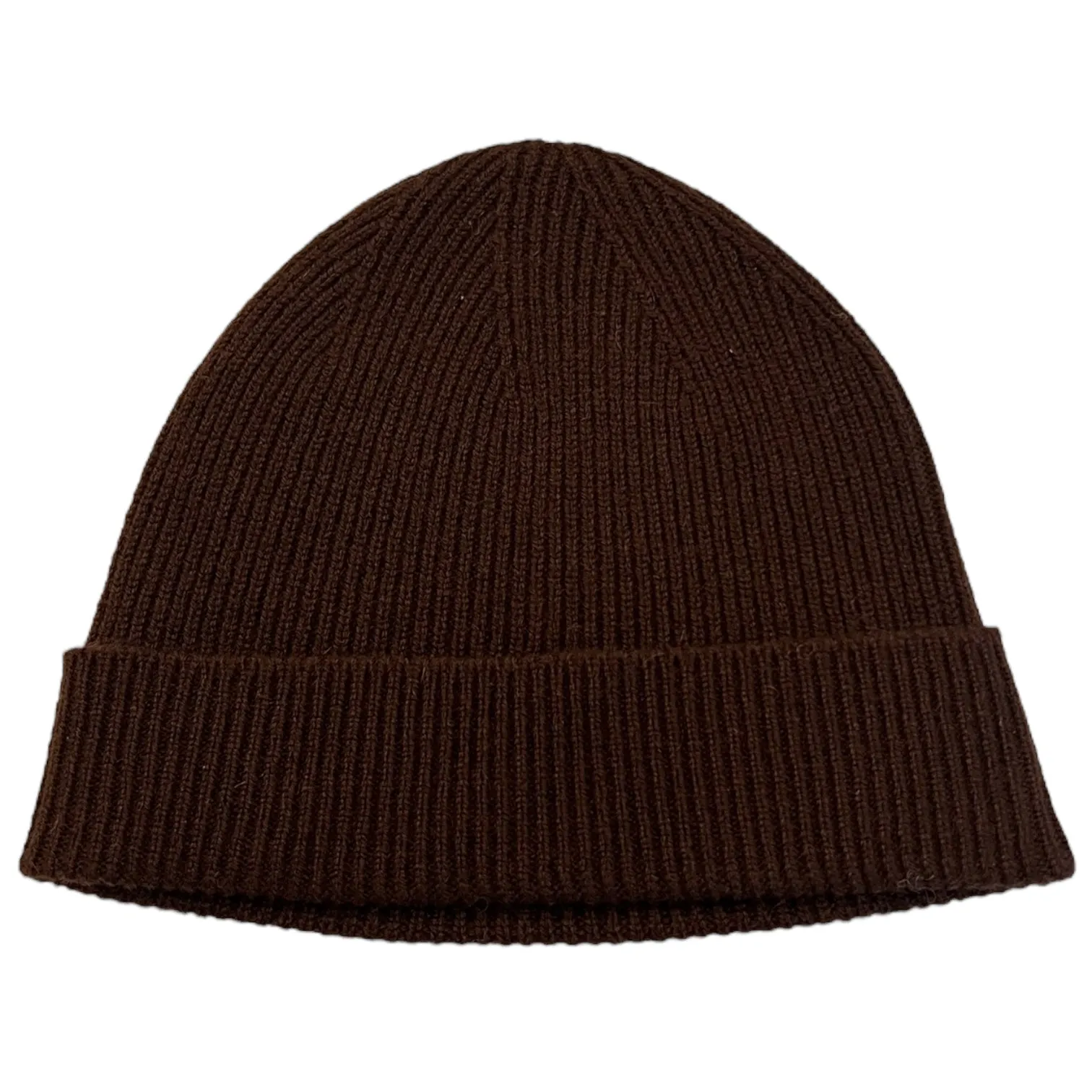 Ribbed Cashmere Beanie in Chocolate Brown