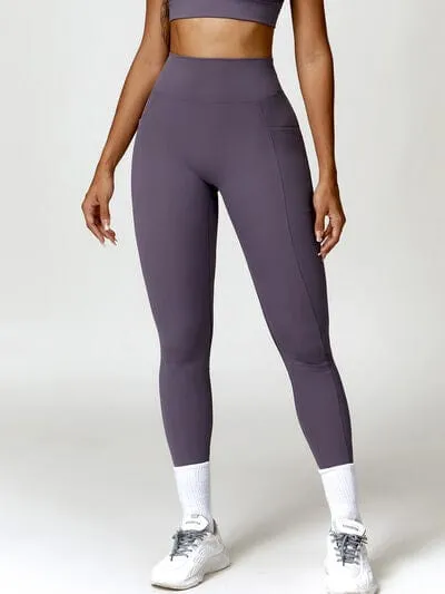 Ruched Pocketed High Waist Active Leggings