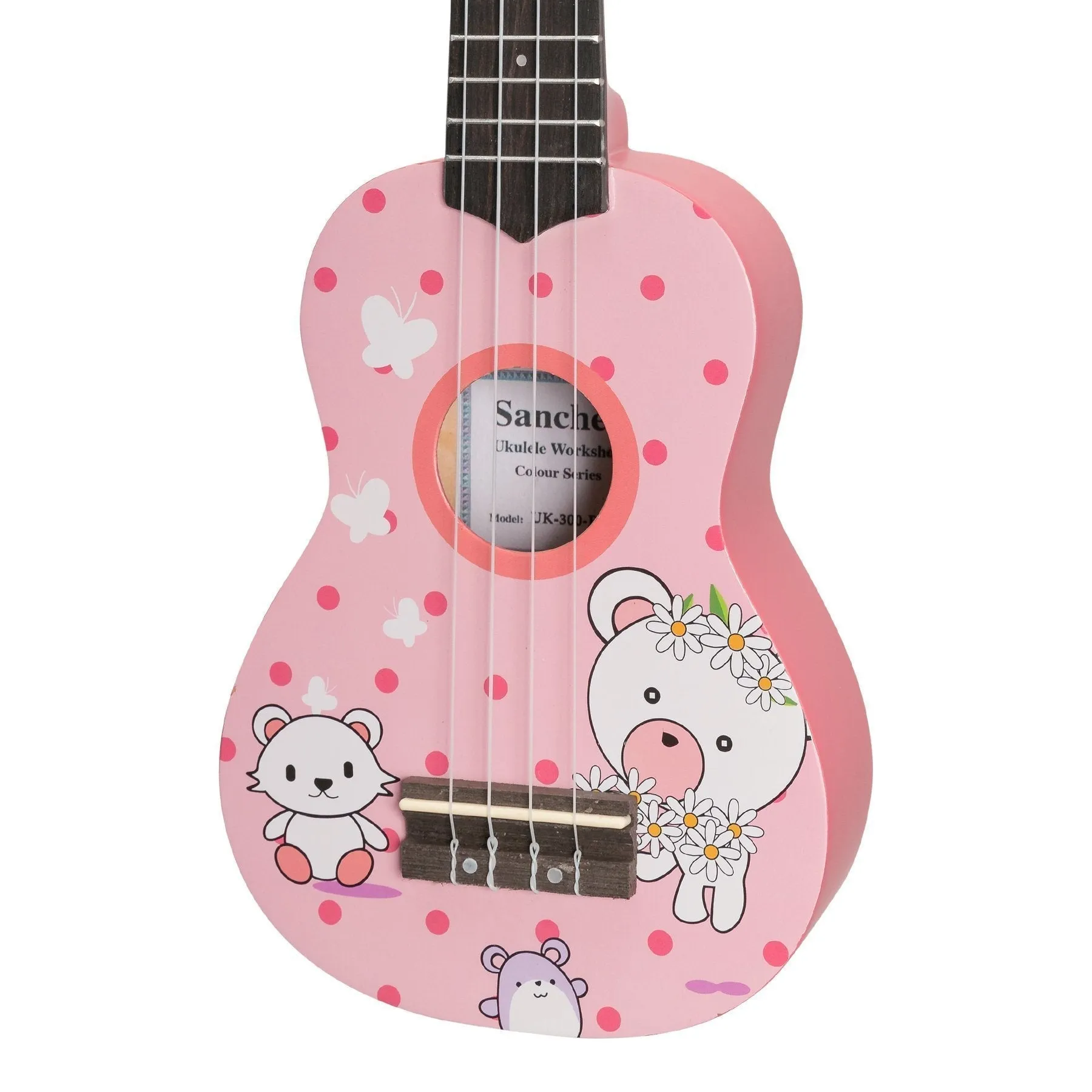 Sanchez 'Friendly Folk' Soprano Ukulele (Pink/Teddy)