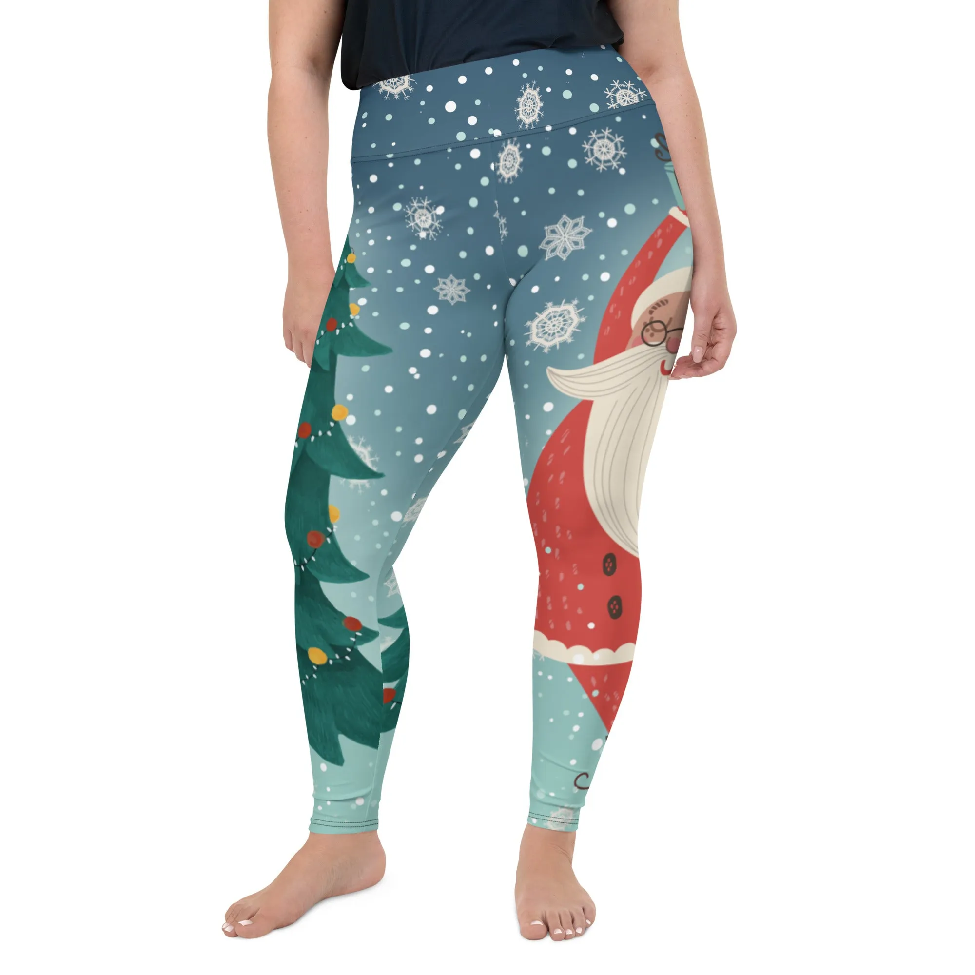 Santa Christmas Tree Plus Size Leggings