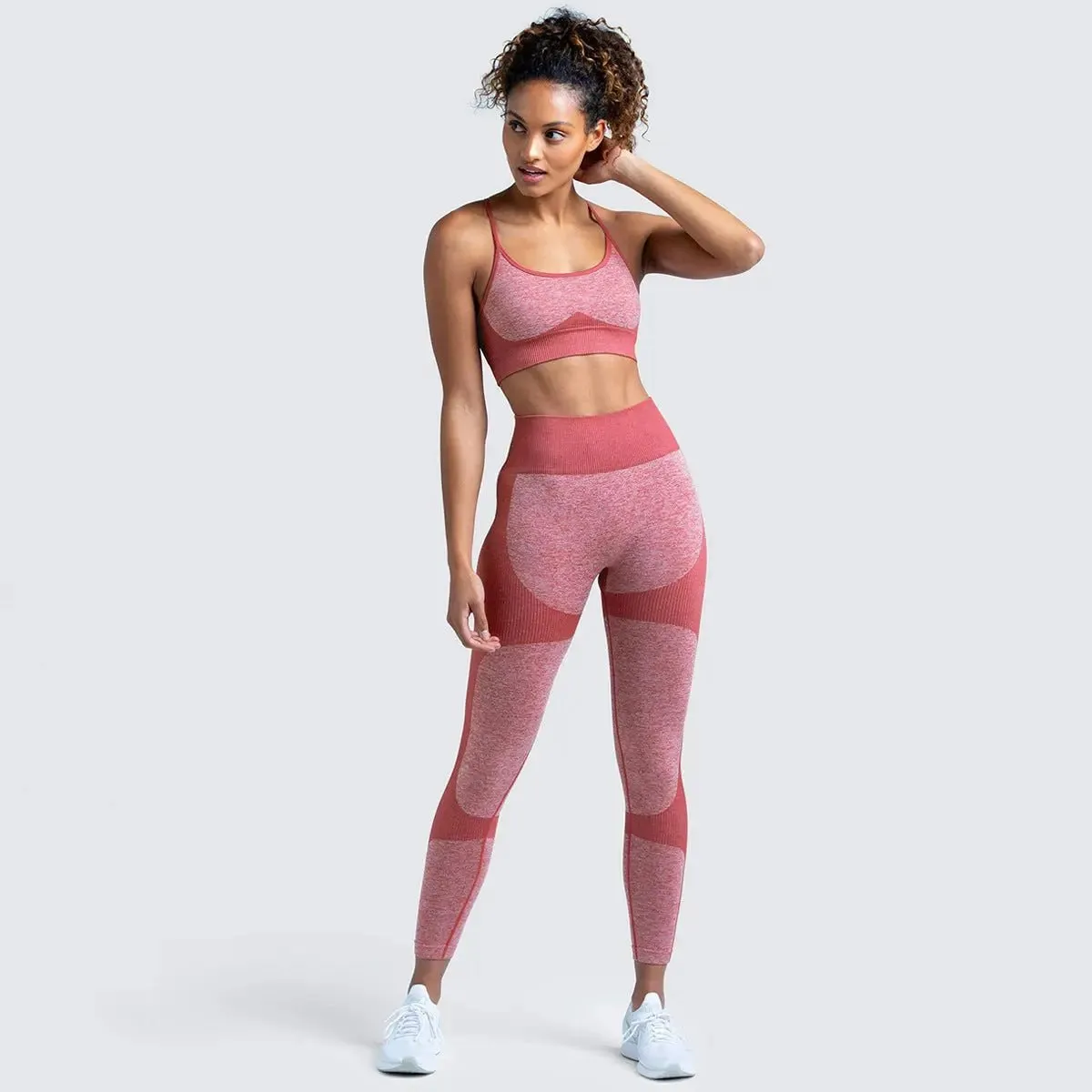 Seamless Sports Bra and High Waist Leggings Set for Women - Gym, Fitness, Running, Yoga (2 Piece Set)