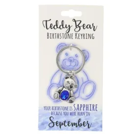 September Teddy Bear Birthstone Keyring