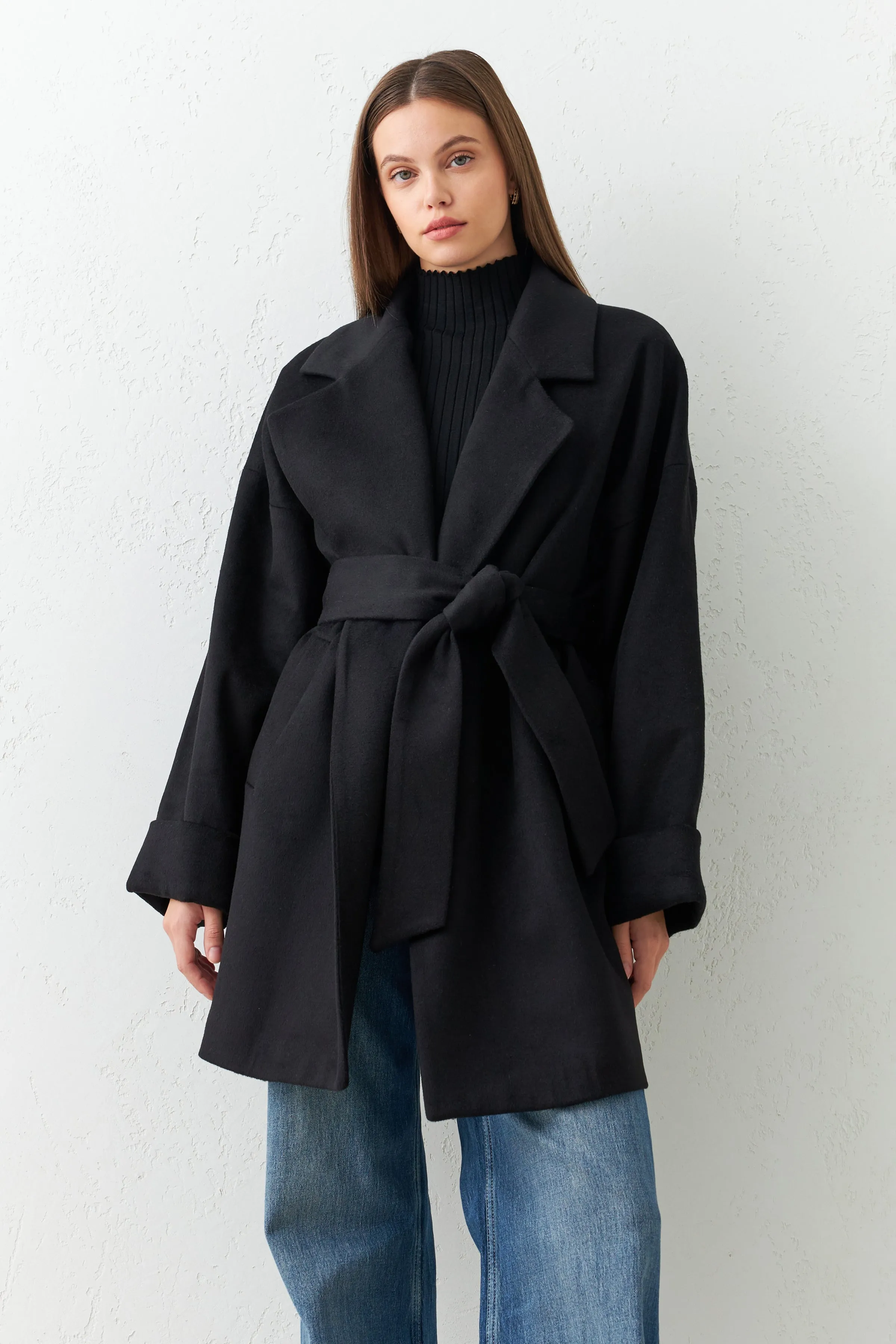 Setre Coat With Belt Detail Black