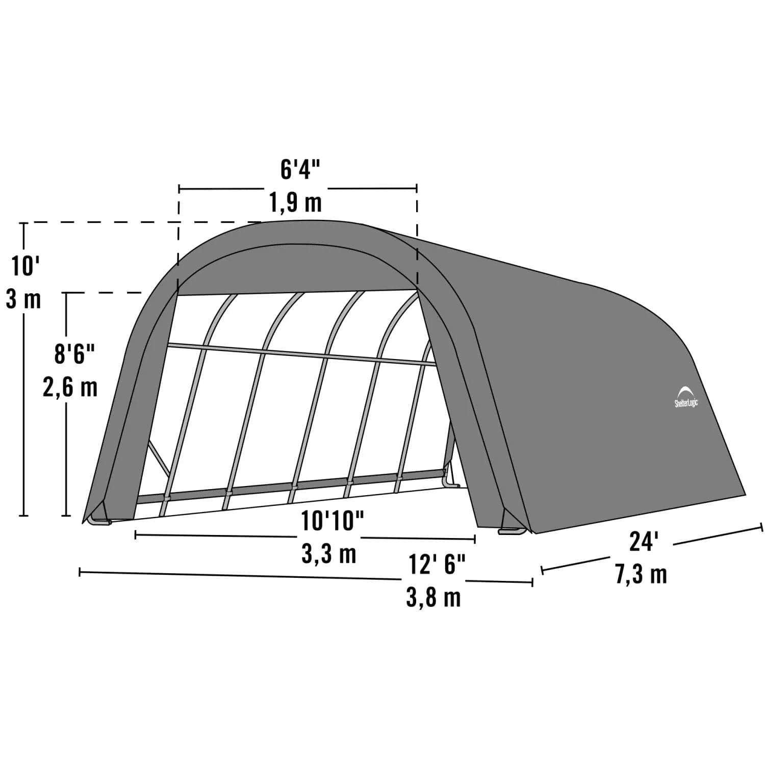 ShelterLogic | ShelterCoat 13 x 24 ft. Wind and Snow Rated Garage Round Gray STD