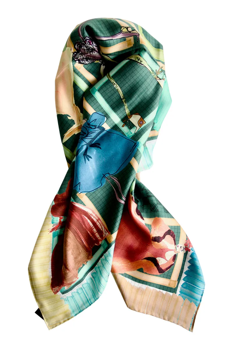 Silk scarf "Shopping Style" Lacroix - green