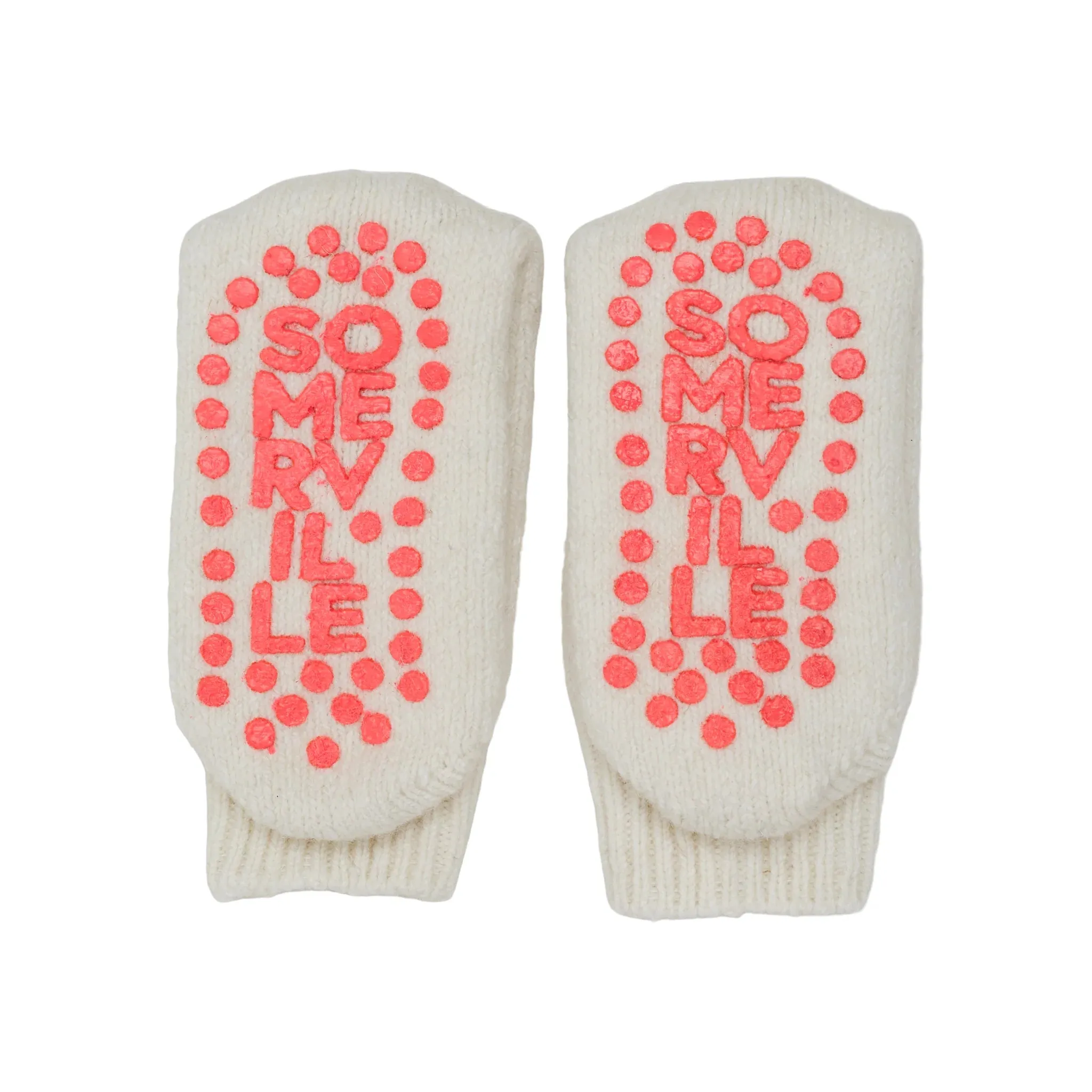 Slipper Socks - White & Neon Orange