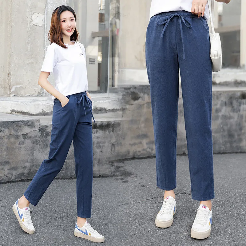 Small feet turnip linen straight-leg overalls