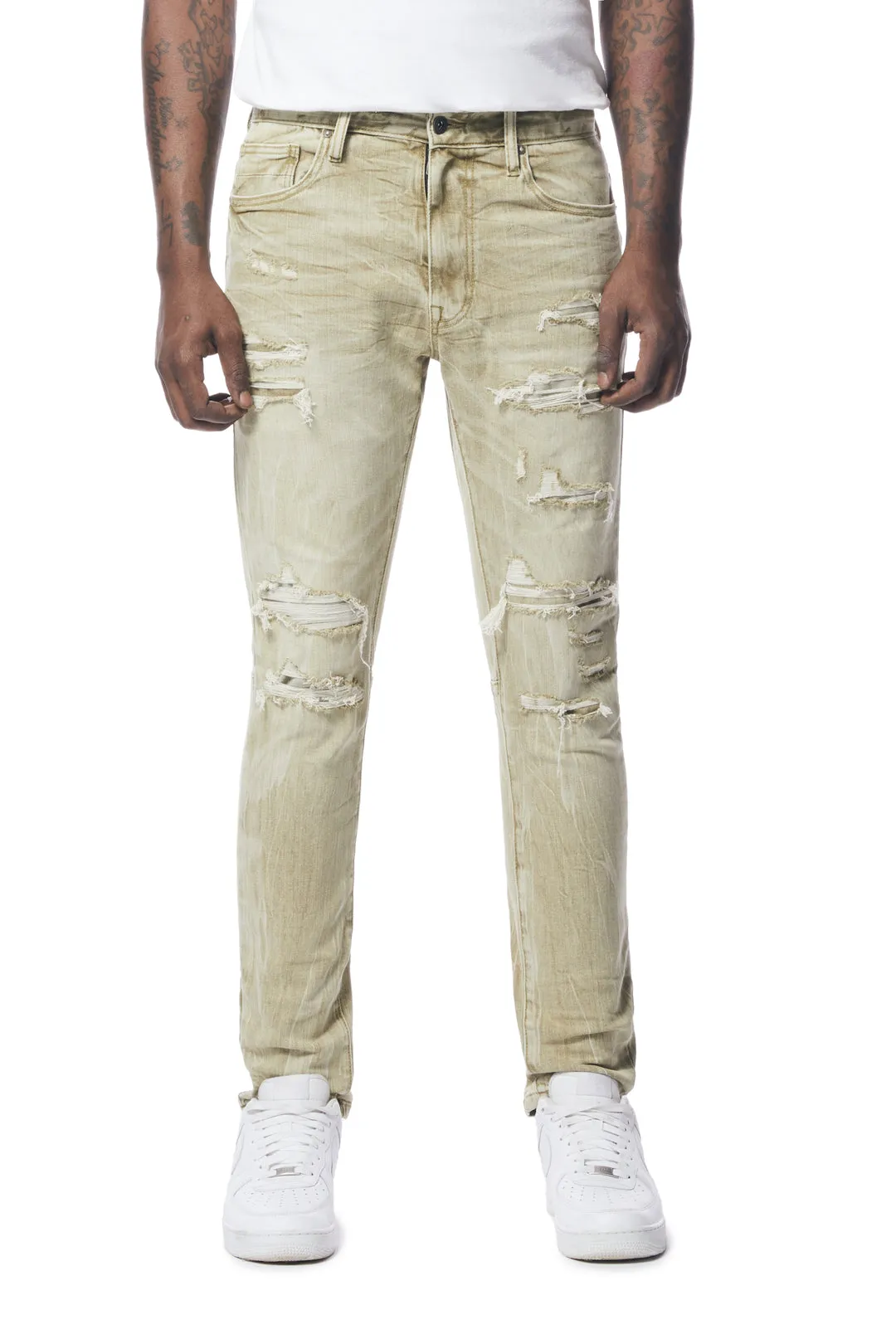 Smoke Rise Men's Rip & Repaired Color Jeans