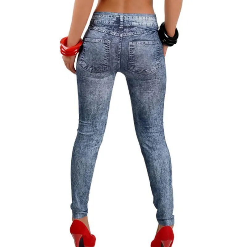 Snowflake Denim Leggings For Women