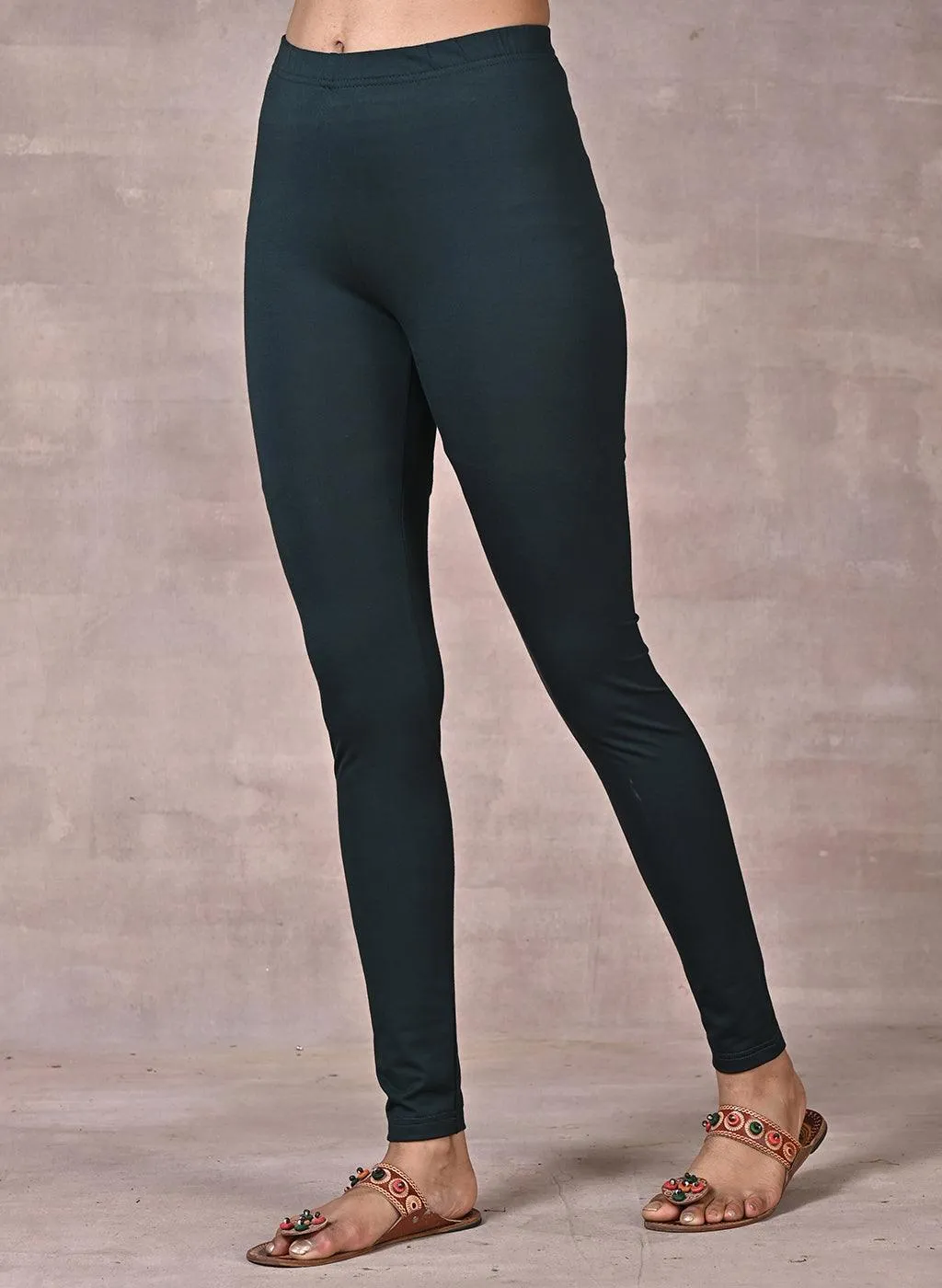 Sofia Dark Green Skinny Fit Leggings for Women