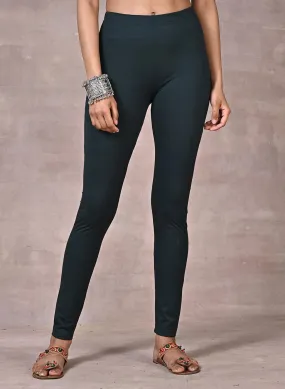 Sofia Dark Green Skinny Fit Leggings for Women