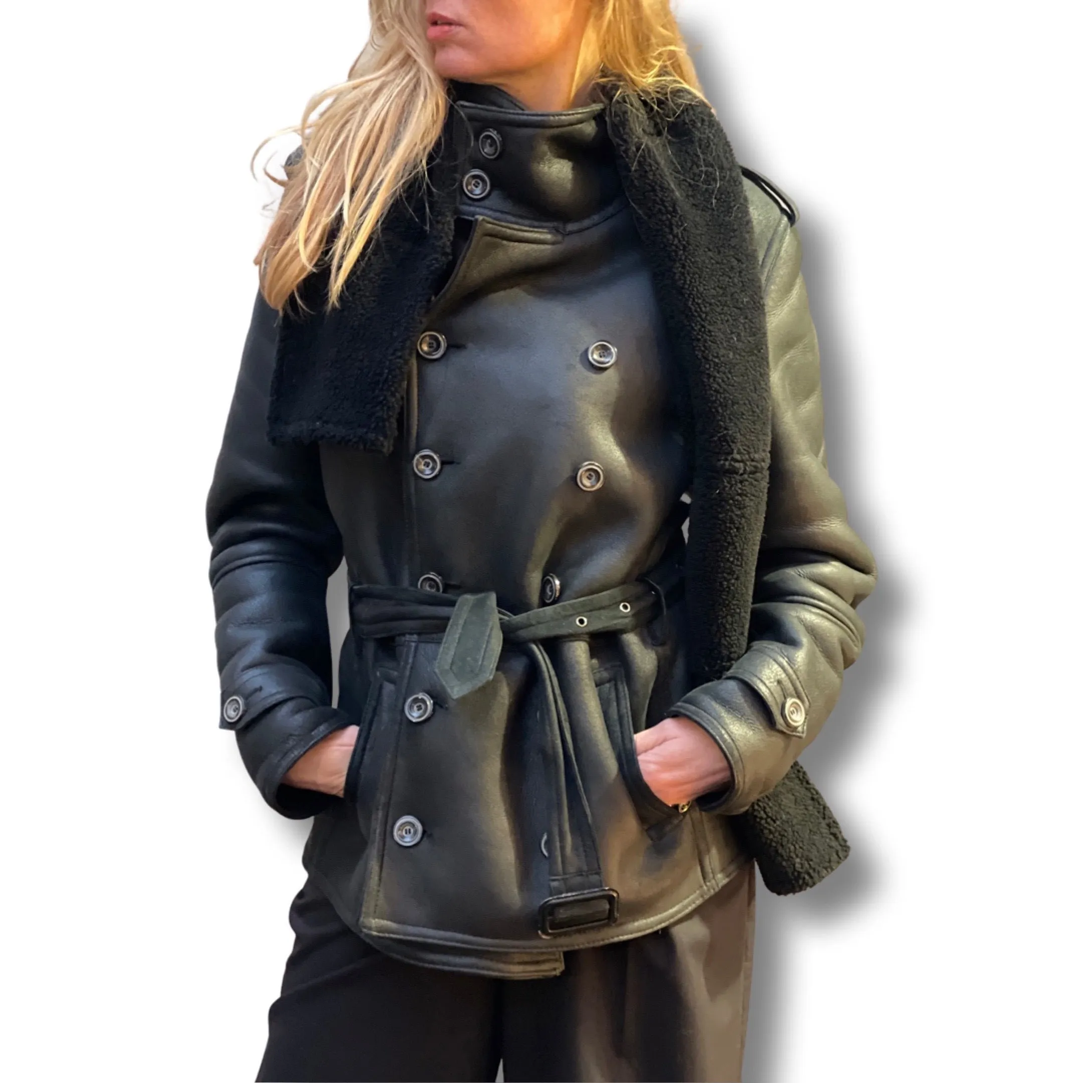 Soft black lammy coat.