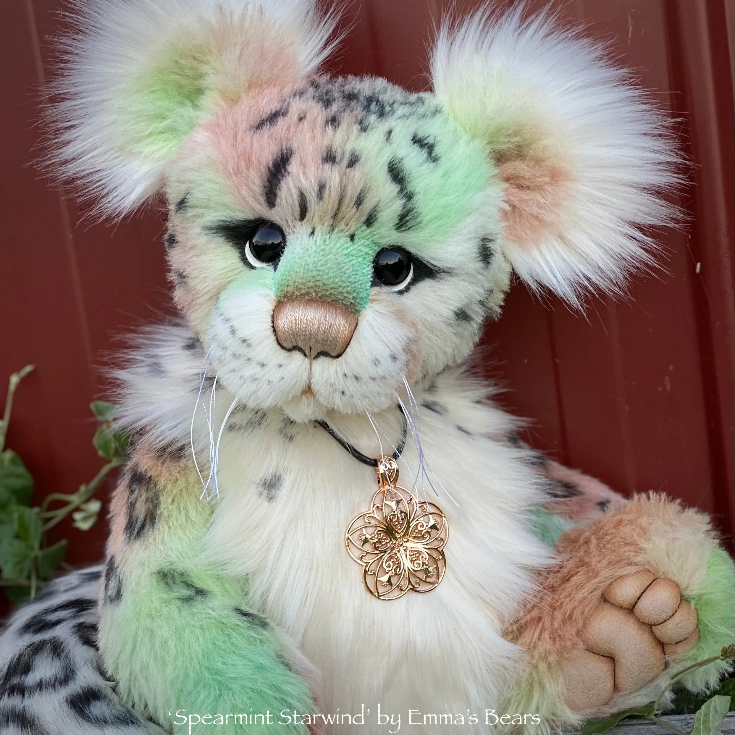 Spearmint Starwind - 18" Snow Leopard Teddy by Emma's Bears - OOAK