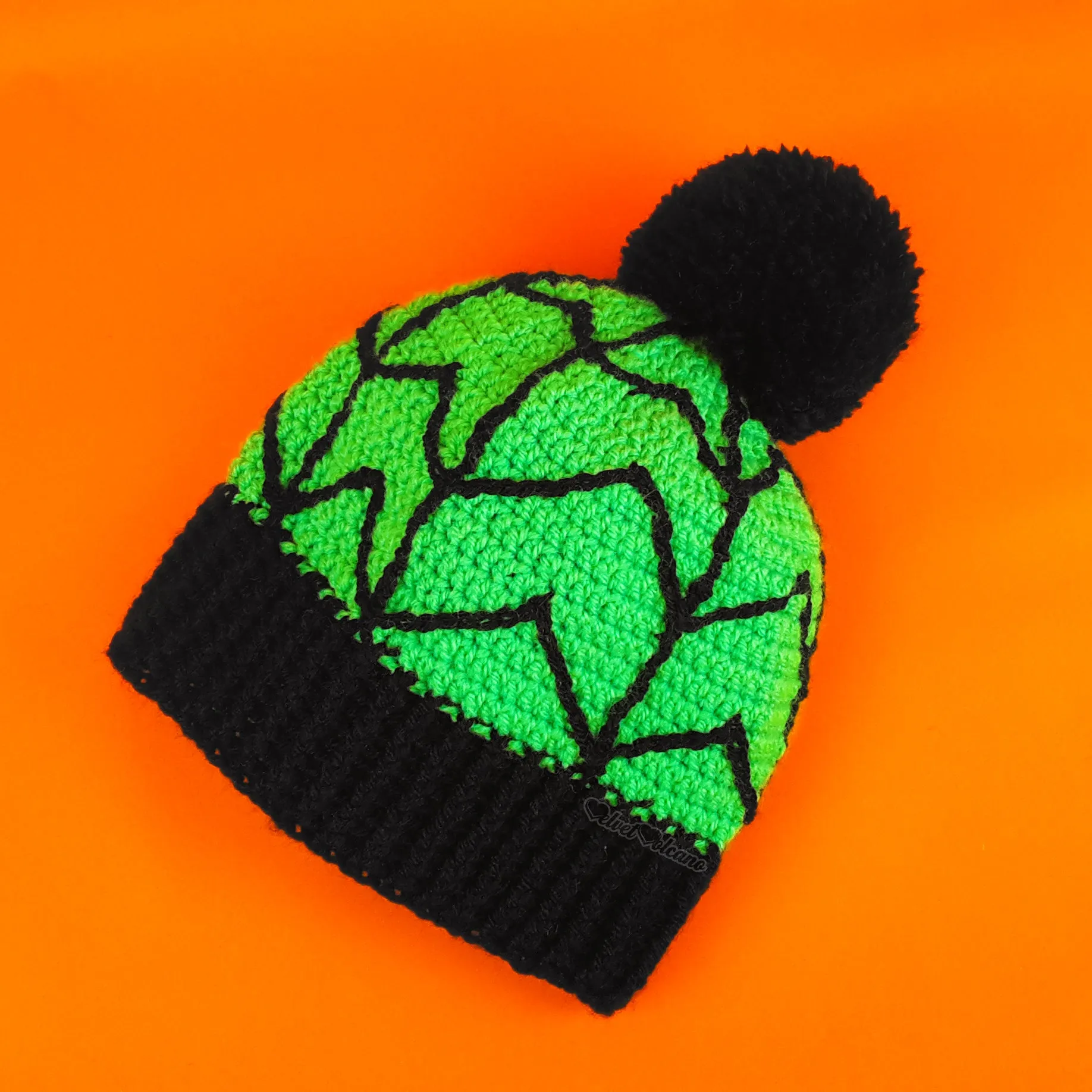 Spider Web Pom Pom Beanie (Custom Colour)